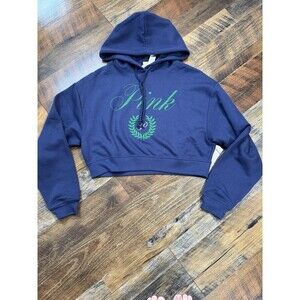 Victoria's Secret Women's PINK Everyday Cropped Fleece Hoodie  Navy XSmall NWT